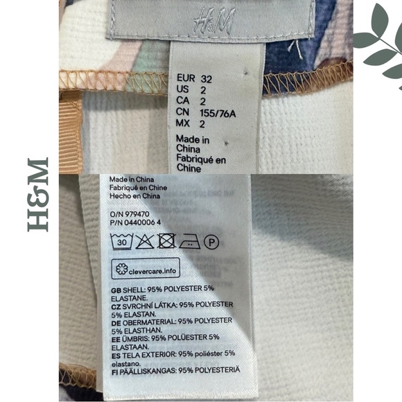 🛍️3/$40 H&M Abstract Print Bodycon Dress Marble 3/4 Sleeve – Size 2 (US) - Picture 7 of 7